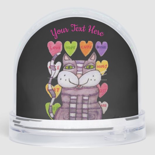 Striped Purple Cat Valentine Candy Hearts Black (裏面)