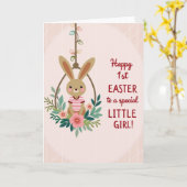Striped Rabbit Floral Swing Card カード (黄色い花)