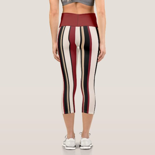 Striped Red, Black and Cream  カプリレギンス (裏面)