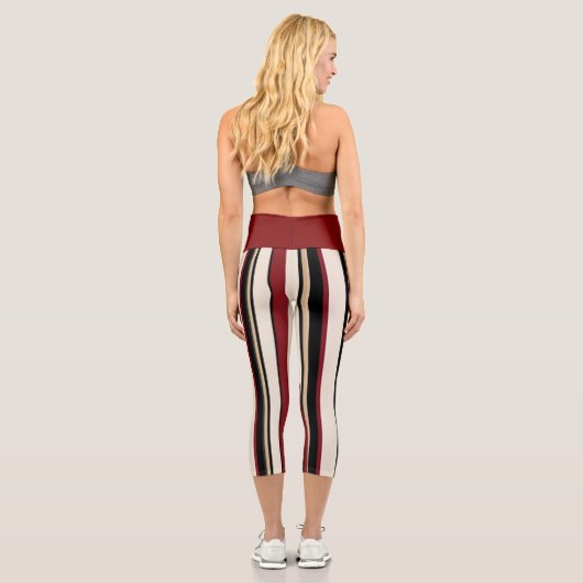Striped Red, Black and Cream  カプリレギンス (裏面)