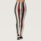 Striped Red, Black and Cream Leggings レギンス (裏面)