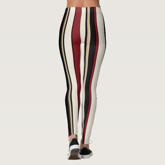 Striped Red, Black and Cream Leggings レギンス (裏面)