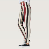 Striped Red, Black and Cream Leggings レギンス (左)
