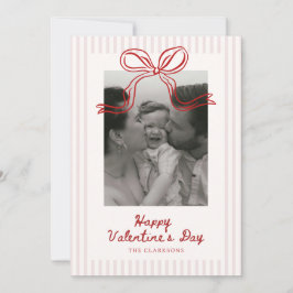 Striped Red Bow Valentine’s Day Photo Card シーズンカード
