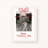 Striped Red Bow Valentine’s Day Photo Card シーズンカード