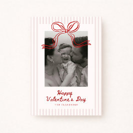 Striped Red Bow Valentine’s Day Photo Card シーズンカード