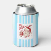 Striped retro Santa Most Wonderful Time for a Beer 缶クーラー (缶正面)
