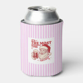 Striped retro Santa Most Wonderful Time for a Beer 缶クーラー (缶正面)