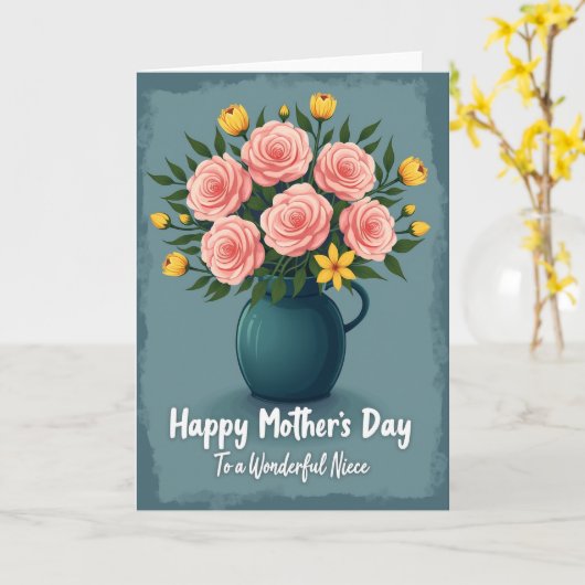 Striped Rose Arrangement Card カード (黄色い花)