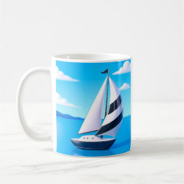 Striped Sailboat Ocean  コーヒーマグカップ