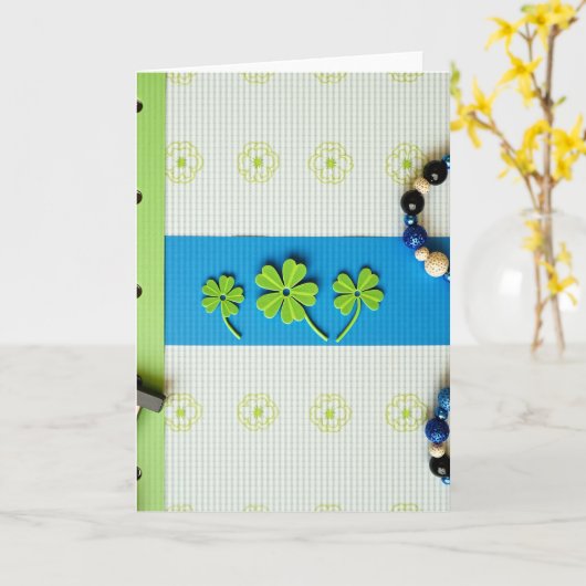 Striped Shamrock Pattern Card カード (黄色い花)