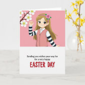 Striped Shirt Easter Day Card カード (黄色い花)