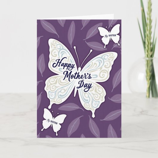 Striped Sister Butterfly Day Card カード (正面)