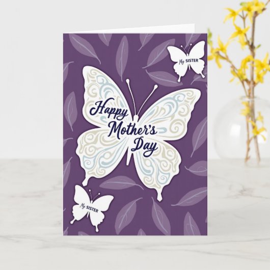 Striped Sister Butterfly Day Card カード (黄色い花)