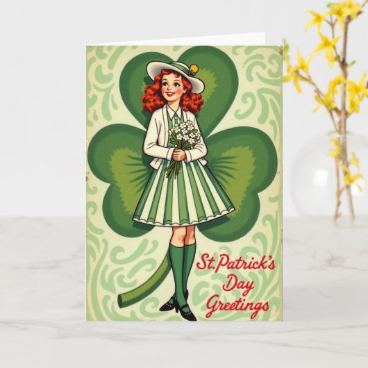 Striped Skirt St Patricks Day Card カード (黄色い花)