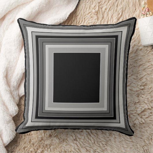 Striped square classic black and white pattern クッション (ブランケット)