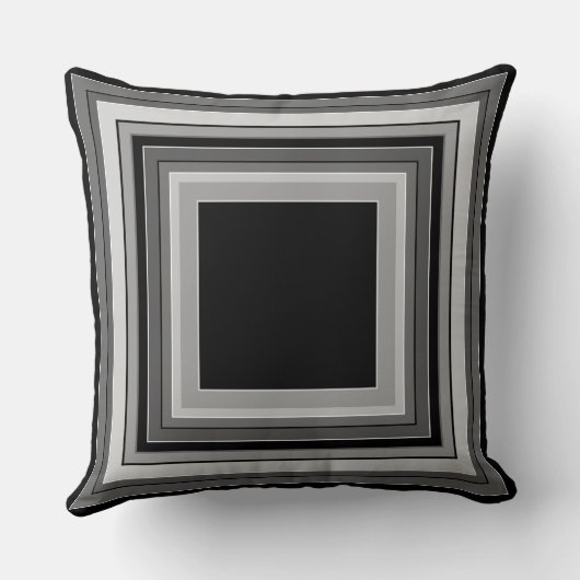 Striped square classic black and white pattern クッション (裏面)