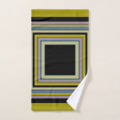 Striped Square Classic Gray Olive Pattern バスタオルセット (ハンドタオル)