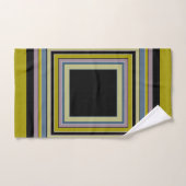 Striped Square Classic Gray Olive Pattern バスタオルセット (ハンドタオル)