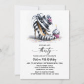 Striped Stiletto Shoes 30th Birthday 招待状 (正面)