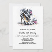 Striped Stiletto Shoes Birthday Party 招待状 (正面)