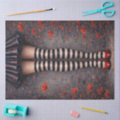 Striped Stockings Red Heels Decoupage Paper 薄葉紙 (クラフト)