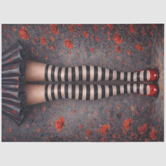 Striped Stockings Red Heels Decoupage Paper 薄葉紙 (正面)