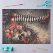 Striped Stockings Ruby Red Heels Skull Poster 薄葉紙 (クラフト)