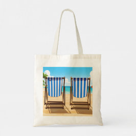 Striped sun loungers tote bag トートバッグ