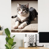 Striped Tabby Cat Photography Art Print ポスター (ホームオフィス)
