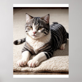 Striped Tabby Cat Photography Art Print ポスター