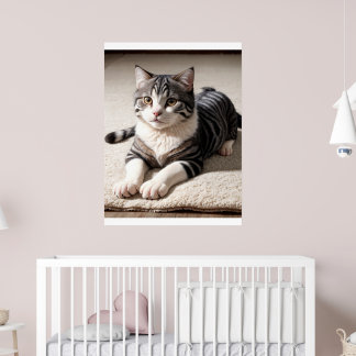 Striped Tabby Cat Photography Art Print ポスター
