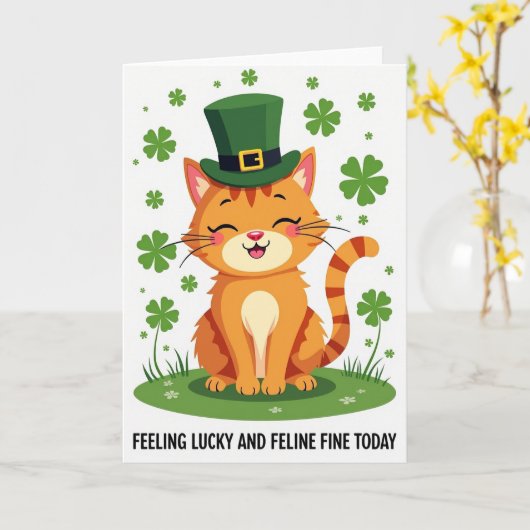 Striped Tabby Luck Card カード (黄色い花)