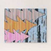 Striped Trees Winter Landscape Scene  ジグソーパズル (横)