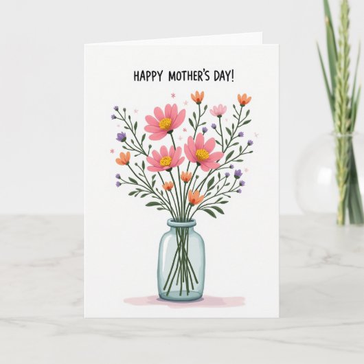 Striped Vase Mothers Day Greeting Card カード (正面)
