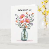 Striped Vase Mothers Day Greeting Card カード (黄色い花)
