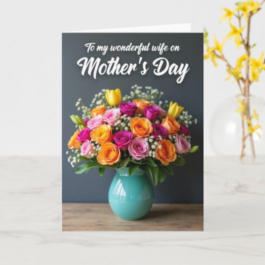 Striped Vibrant Blossom Message Card カード (黄色い花)
