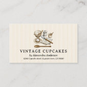Striped Vintage Cooking Utensils Bakery ロイヤリティカード (正面)