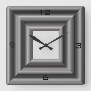 Striped>Wallの白黒時計 スクエア壁時計