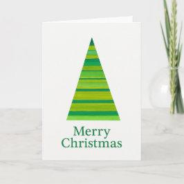 Striped Watercolor Christmas Tree カード