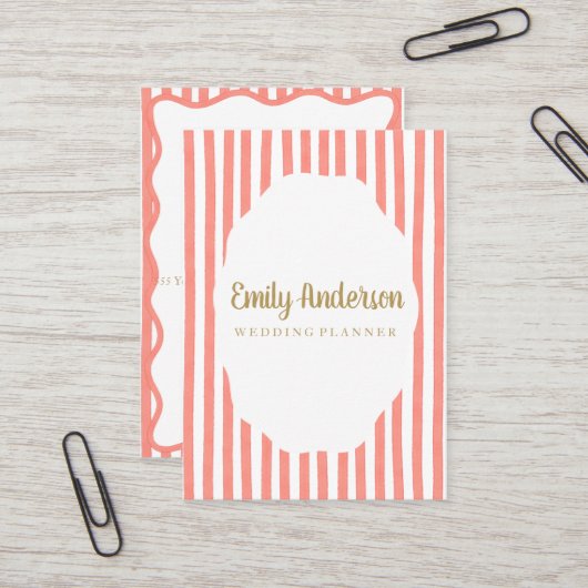 striped whimsical business card 名刺 (正面/裏面インサイチュ)