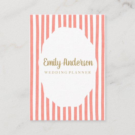 striped whimsical business card 名刺 (正面)