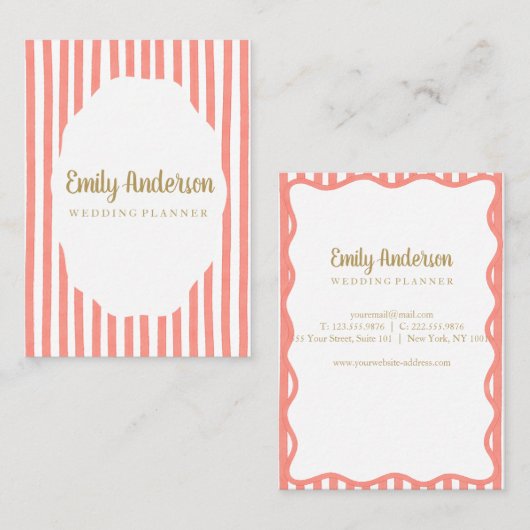 striped whimsical business card 名刺 (正面/裏面)