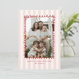 Striped Whimsical Red Frame Valentine’s Day CARD 招待状