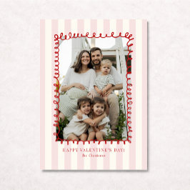 Striped Whimsical Red Frame Valentine’s Day CARD 招待状