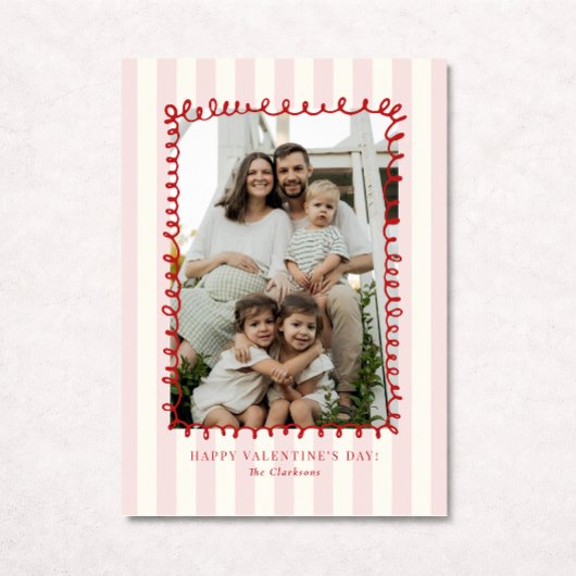 Striped Whimsical Red Frame Valentine’s Day CARD 招待状