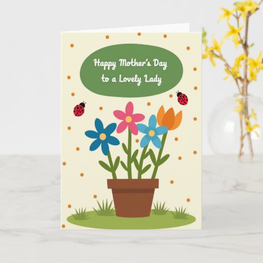 Striped Winged Insects Happy Card カード (黄色い花)