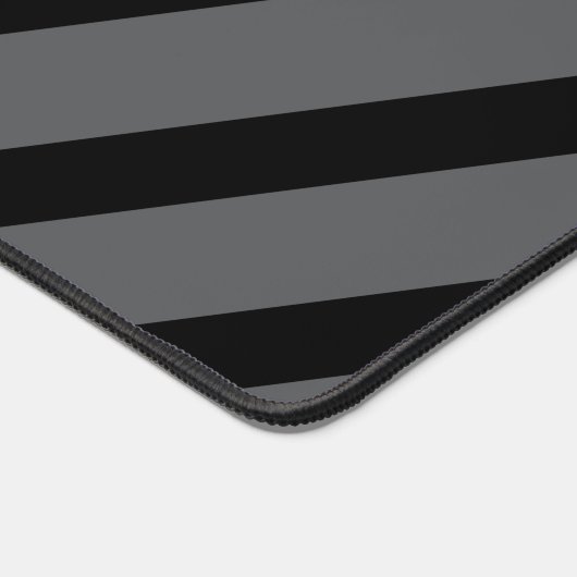 Striped with Computer Text Gray and Black デスクマット (コーナー)