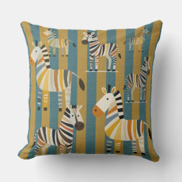 Striped Zebra Kids Throw Pillow クッション
