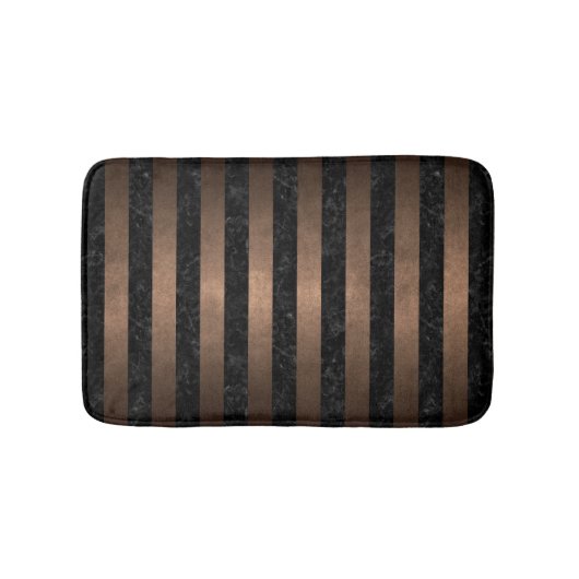 STRIPES1黒い大理石及び青銅の金属 バスマット (正面)